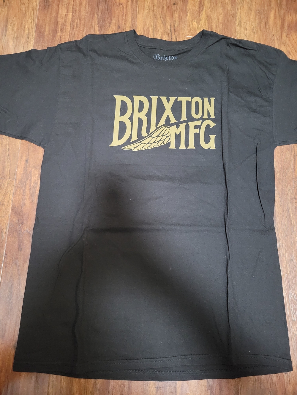 Brixton Black Tee with Gold BRIXTON MFG Logo